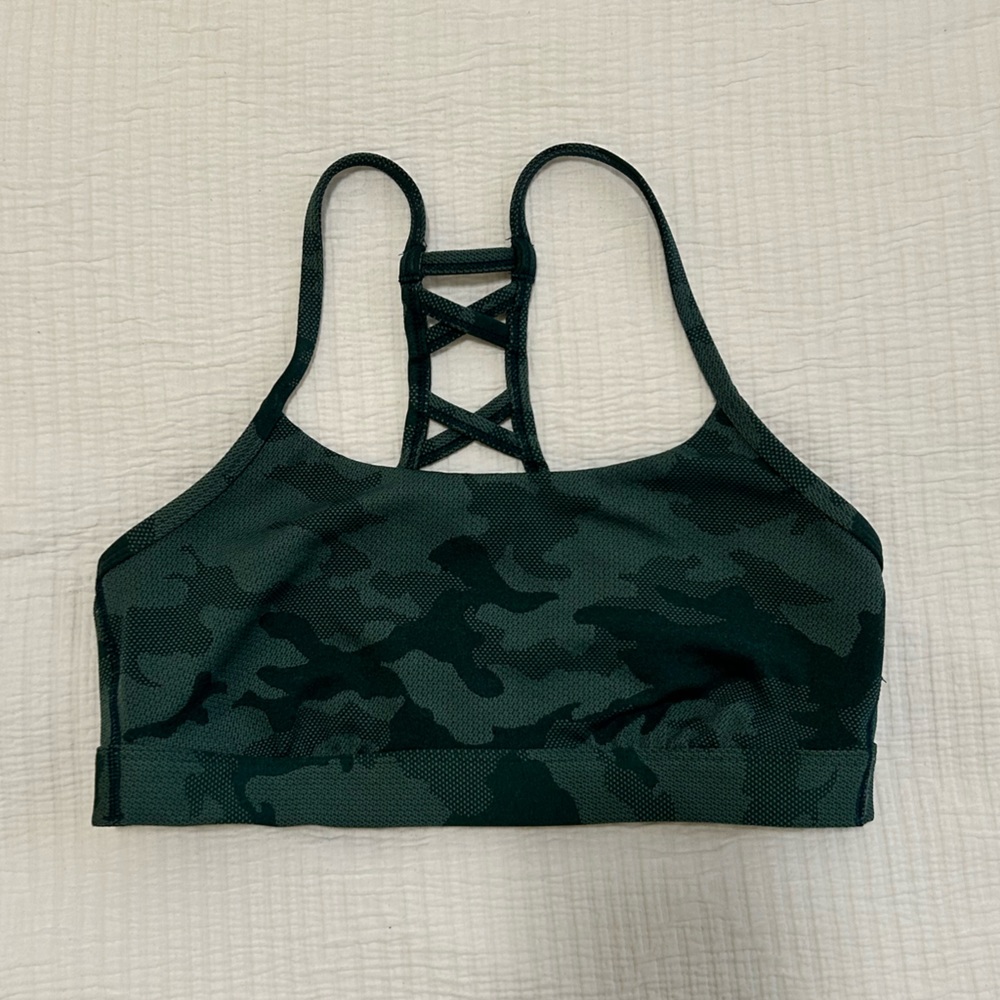 Green camo sports bra
